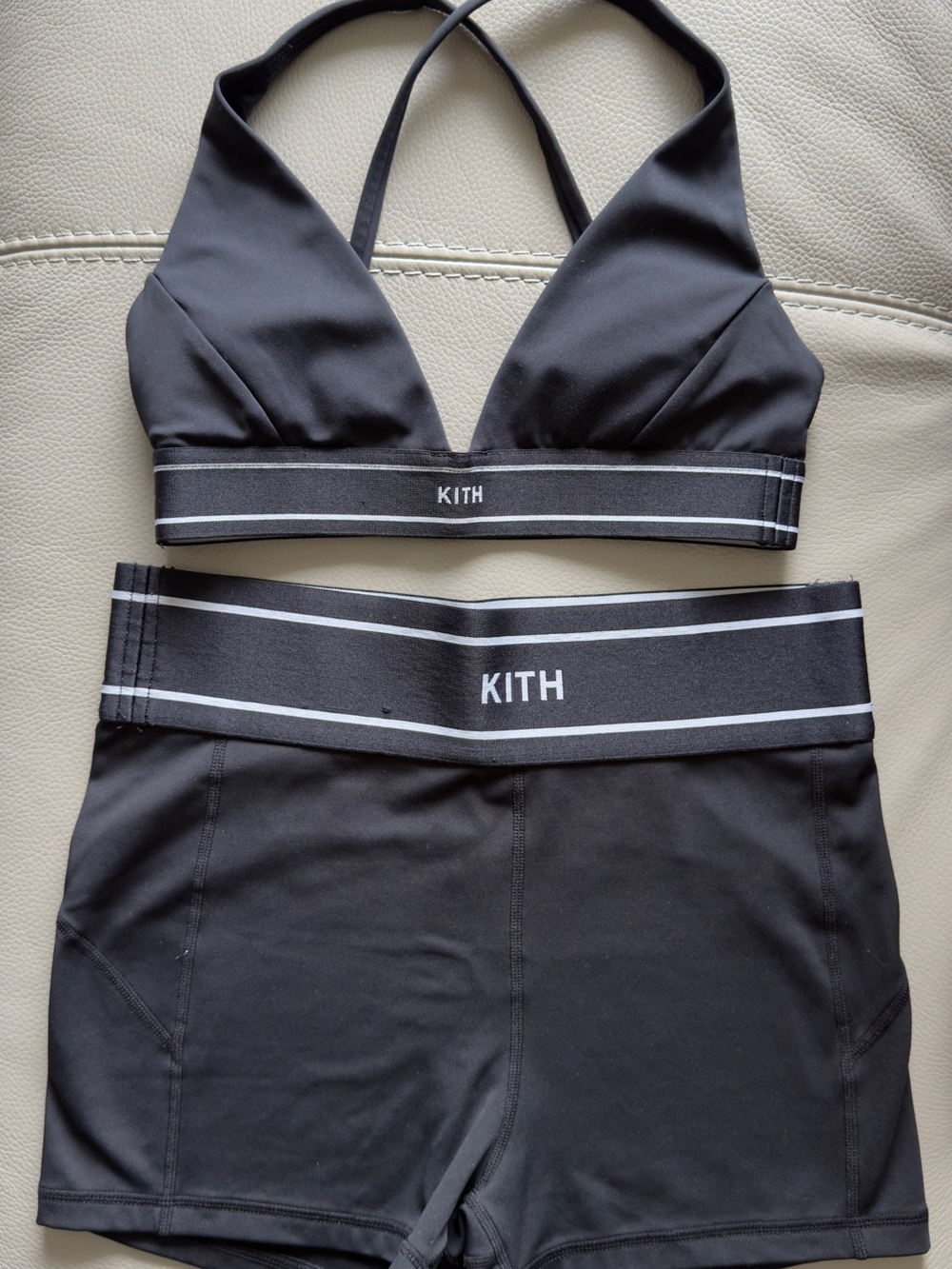 Kith Black Bralette and High-Waist Shorts Set